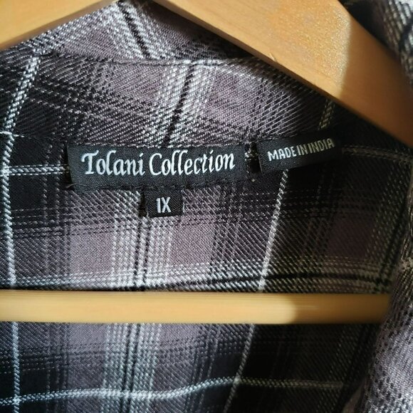 Tolani Collection Plaid Tunic Top Floral Print Back Button Up Sz Women's 1X Plus - Picture 2 of 12